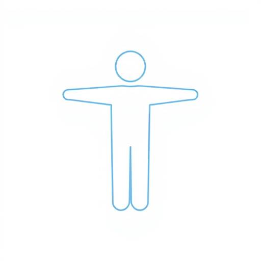 Ícone de acessibilidade representando uma figura humana com braäos estendidos, simbolizando inclusão e acesso universal.
